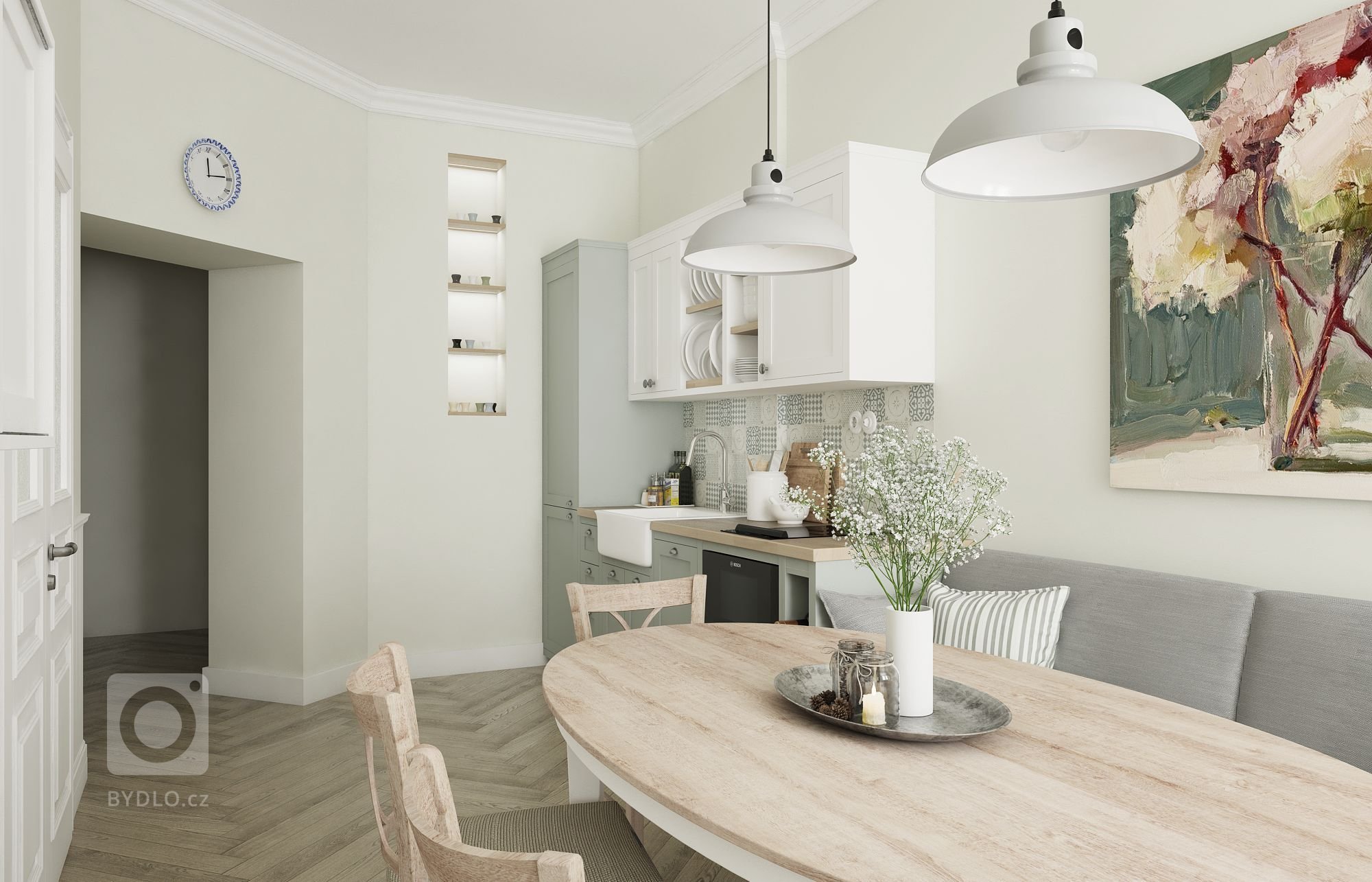 Architektonický návrh interiéru bytu na pražském Smíchově.
