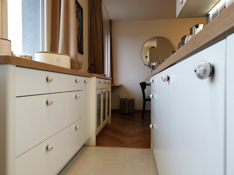 Proměna panelového bytu na byt romantický s nádechem&nbsp;starých časů jsem navrhovala pro elegantní dámu a milovnici dobré kávy&nbsp;Kompletní rekonstrukce…