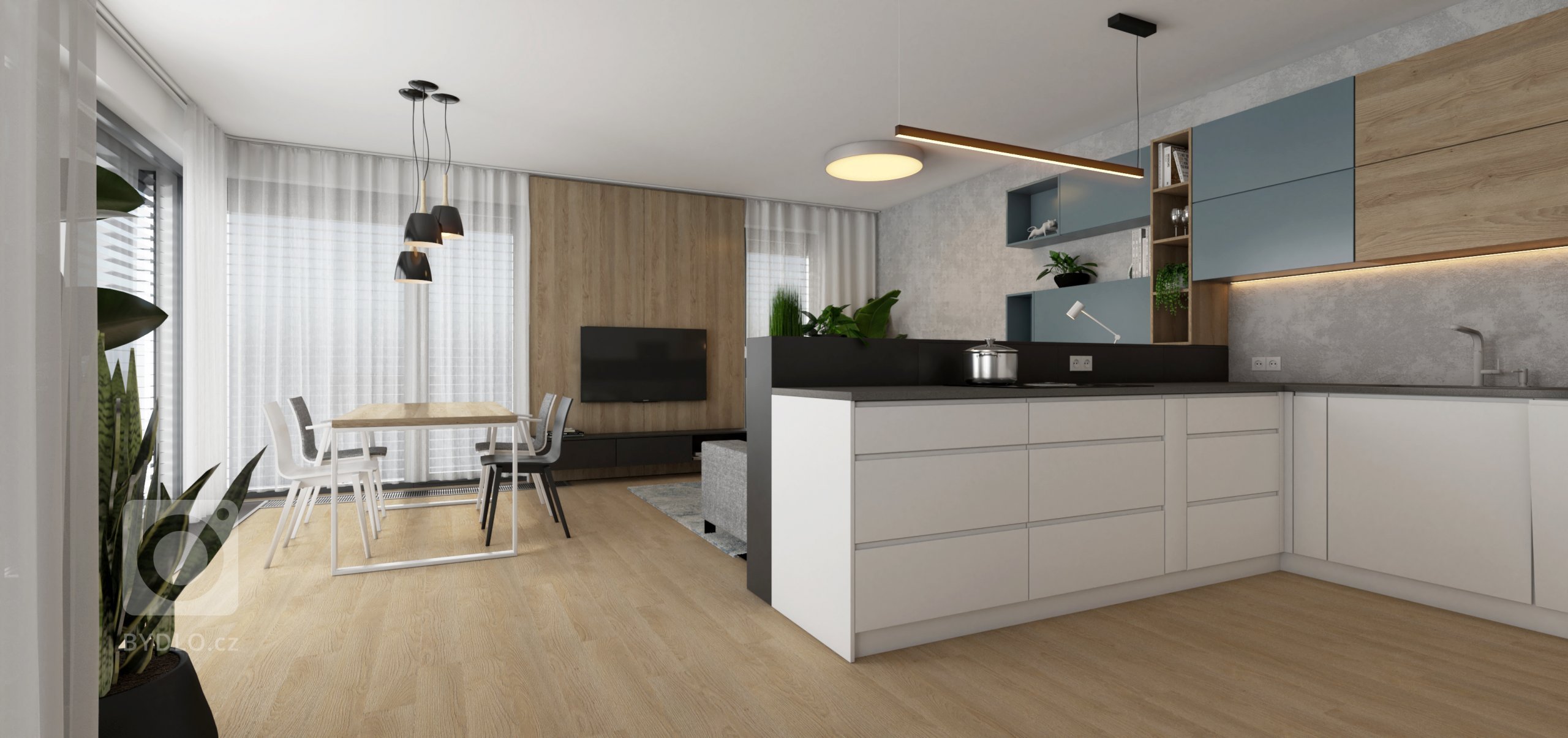 Výchozím prvkem tohoto apartmánu, potažmo celé rezidence, je architektonická dominanta - velké, dominantní prosklení s impozantním výhledem na centrum Prahy,…