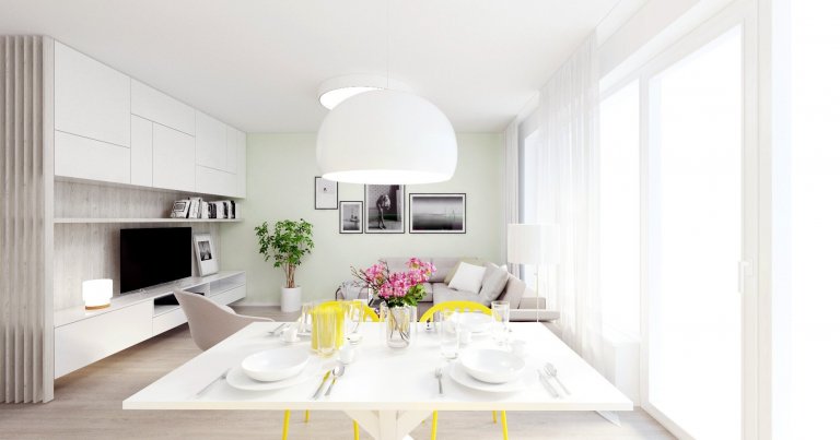 Svieži, dynamický a hravý - taký je tento interiér bytu v projekte Bory Bývanie.
4-izbový byt s výbornou dispozíciou je charakteristický spojenou dennou zónou…