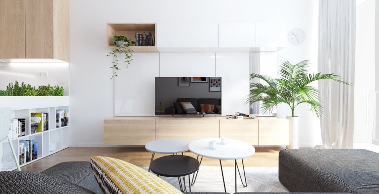 Denná zóna dvojizbového bytu v obľúbenom projekte Slnečnice bola navrhnutá nadčasovo. Kombinácia bielej a dreva je preferovaná najmä preto, že poskytuje…