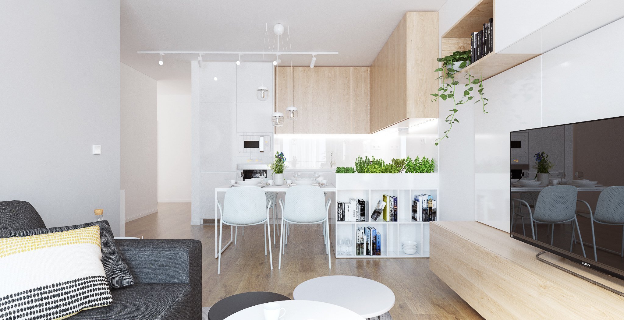 Denná zóna dvojizbového bytu v obľúbenom projekte Slnečnice bola navrhnutá nadčasovo. Kombinácia bielej a dreva je preferovaná najmä preto, že poskytuje…