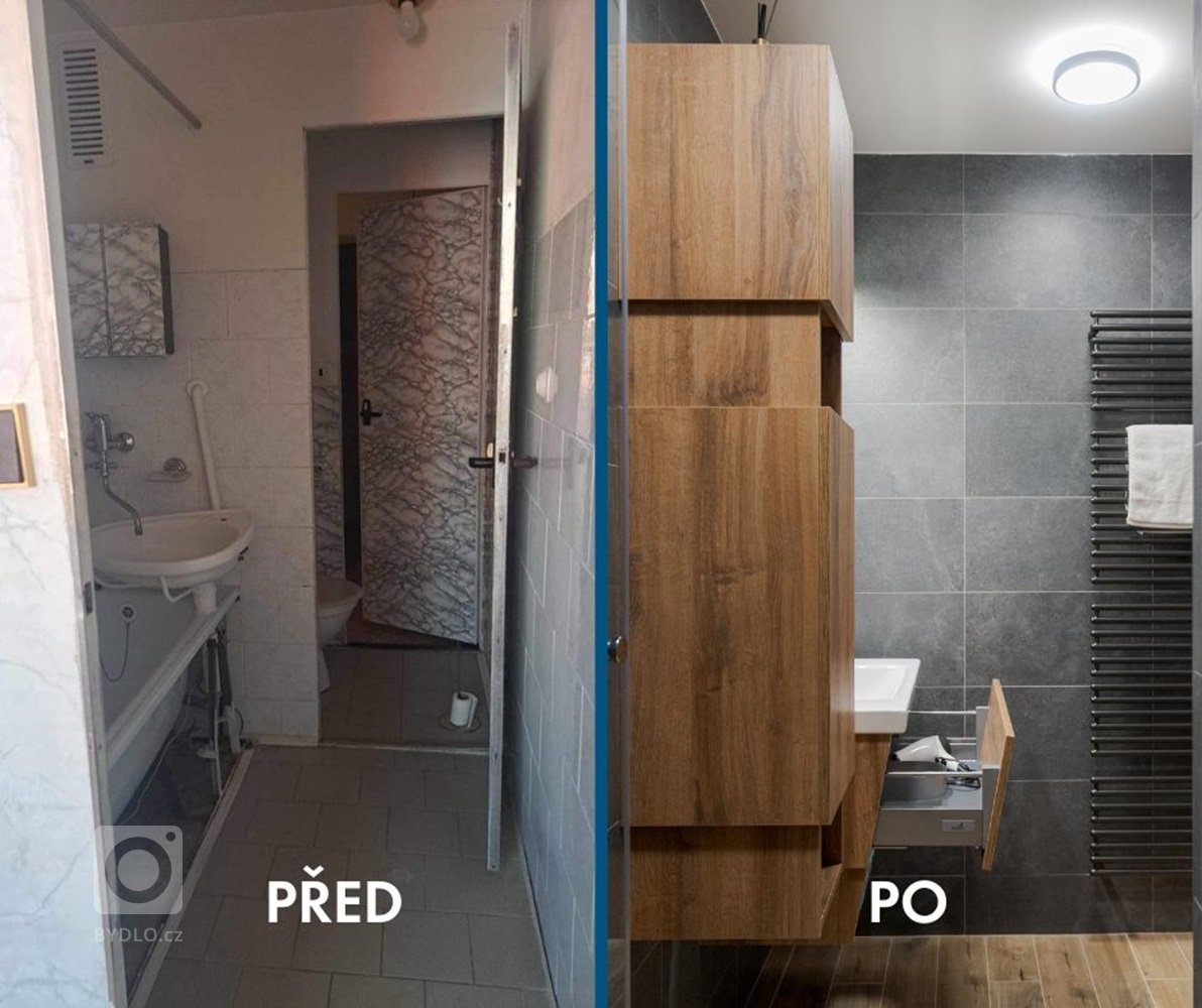 Koupelna před a po realizaci