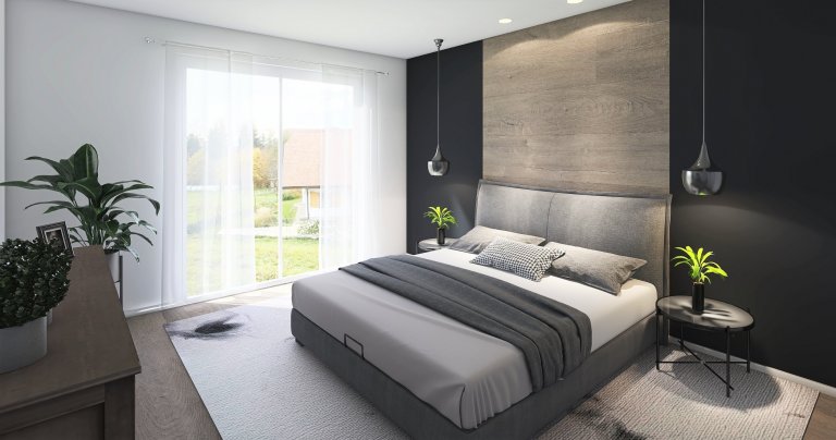 Moderní bungalov o dispozicích 5+kk s velkou terasou a saunou. Dominantou je prostorný obývací pokoj s kuchyňským koutem s velkou prosklenou plochou (HS portál…
