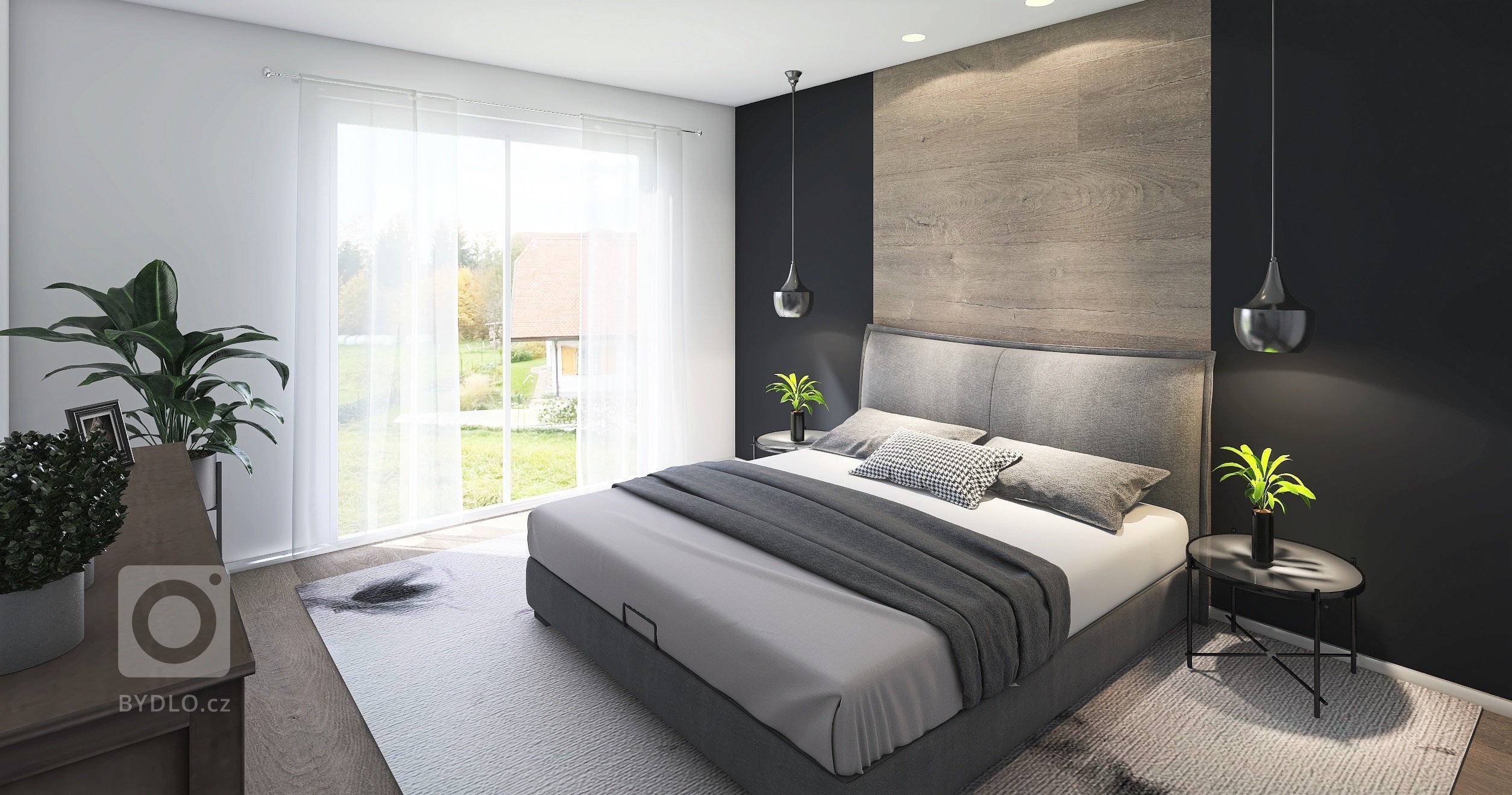 Moderní bungalov o dispozicích 5+kk s velkou terasou a saunou. Dominantou je prostorný obývací pokoj s kuchyňským koutem s velkou prosklenou plochou (HS portál…