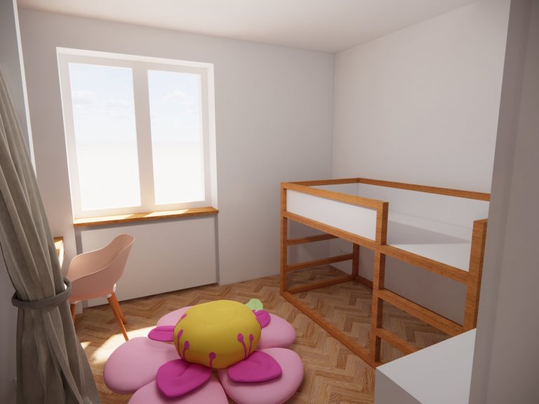 Dětský pokoj malé princezny - oboustranná postel z IKEA
