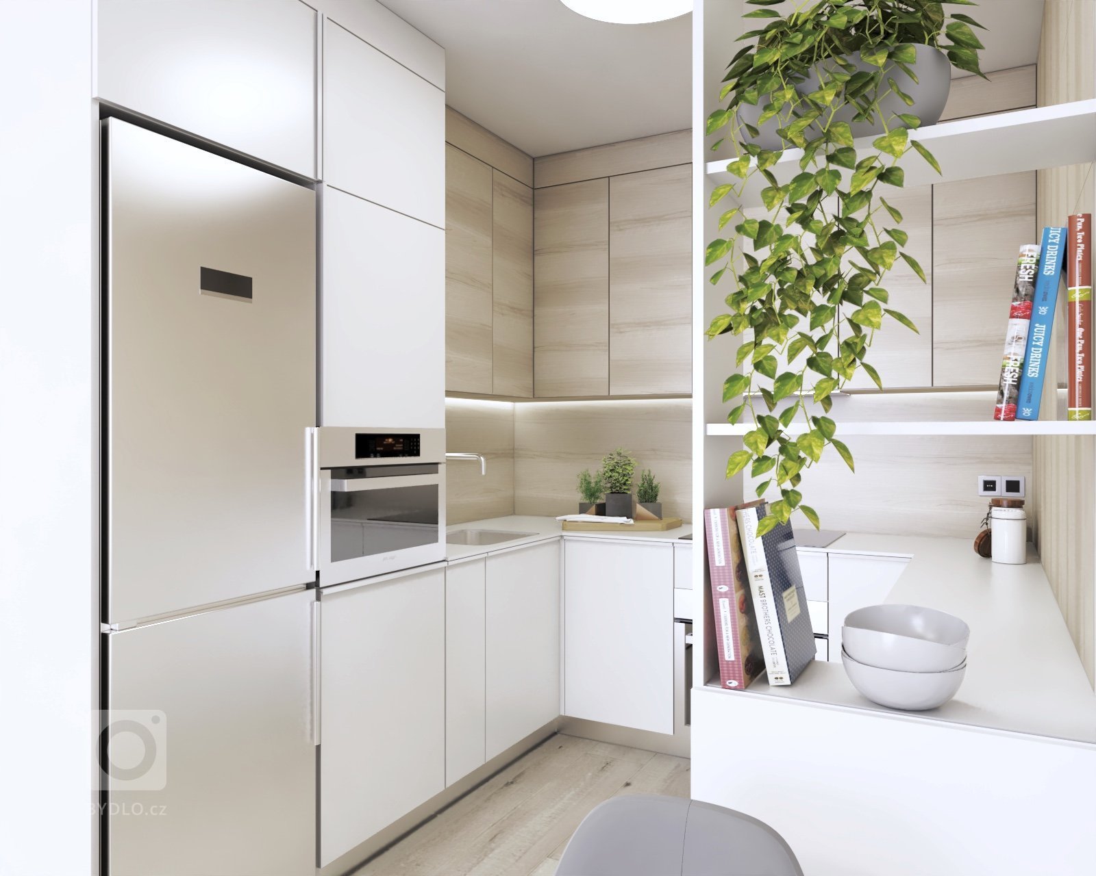 Návrh dvojizbového bytu v projekte Tammi od spoločnosti YIT. Interiér som ladila do svetlých tónov v kombinácii s drevom. Byt disponuje dostatkom úložného…