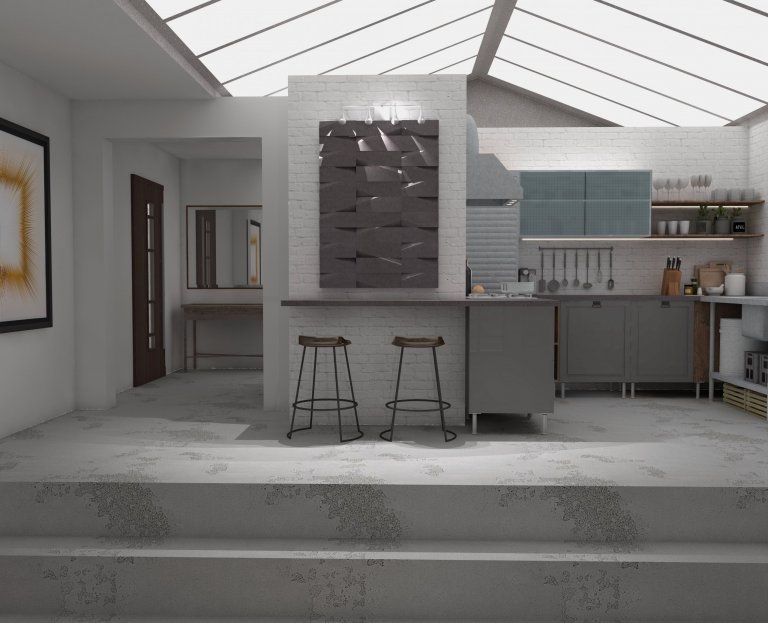Prosvětlený industriální loft s akcenty žluté