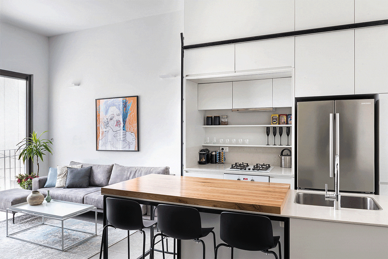 Malé bydlení pro dva muže a psa na 44 m2