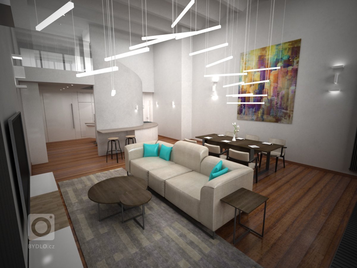 Vizualizace pražského loftu.