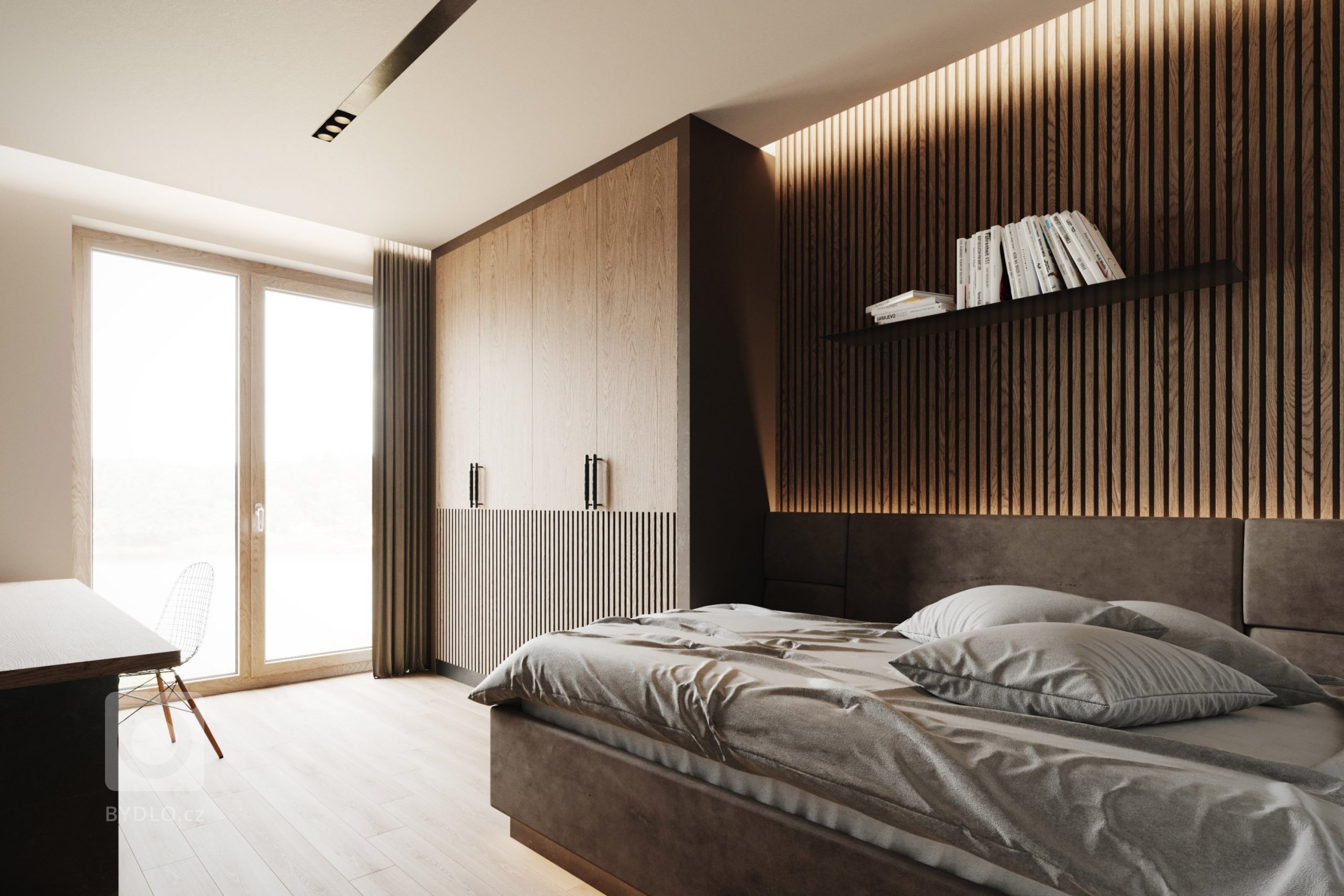 Interiér bytu Zelené město 3 se nese v duchu potkávání kontrastů. Antracitové odstíny povrchů stěn, detailů nábytku a kamenného obkladu kuchyňské linky se…