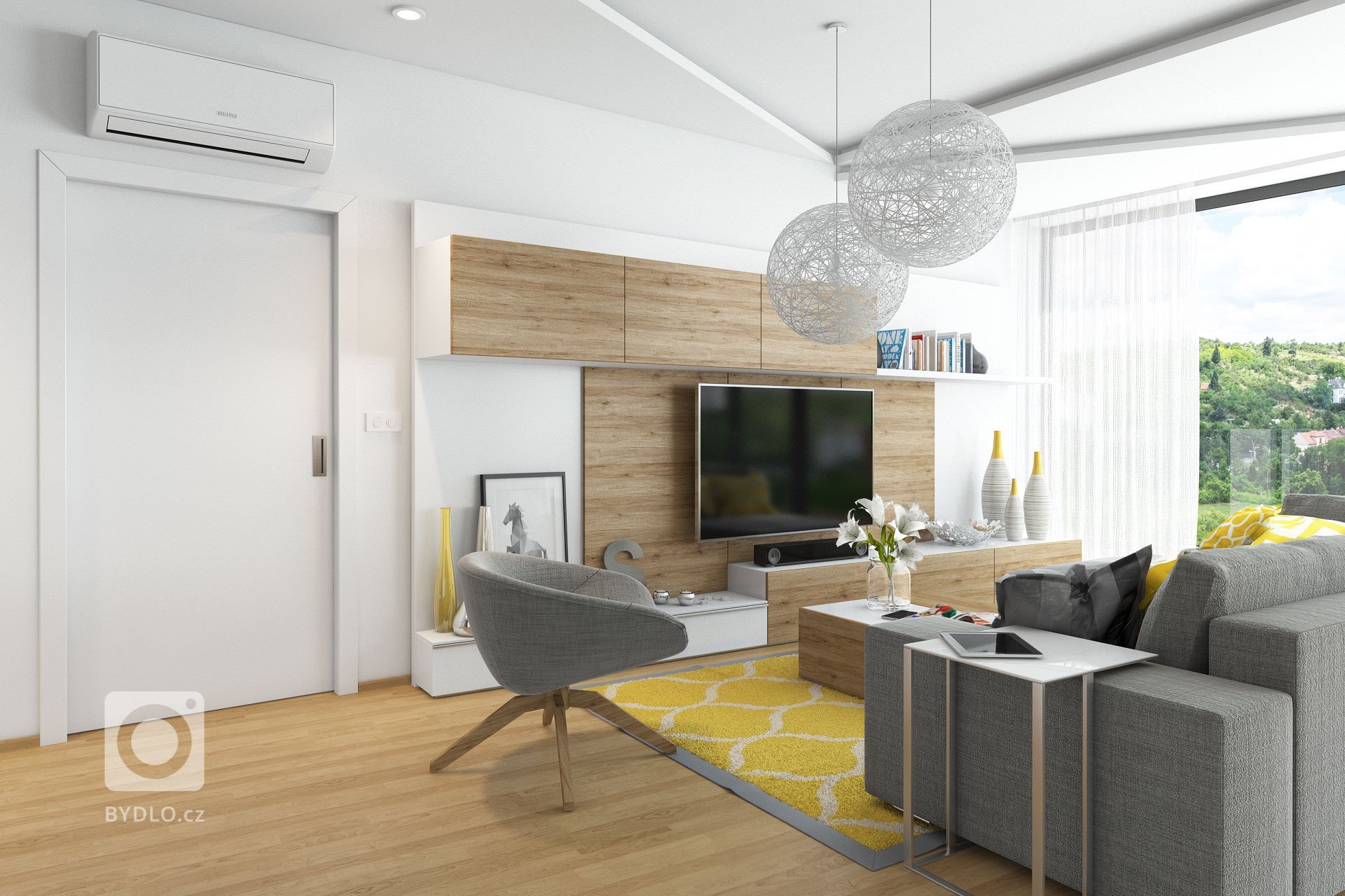 Návrh interiéru bytu s&nbsp;exkluzivním výhledem na&nbsp;přírodu i&nbsp;město. Návrh interiéru je v&nbsp;moderním a&nbsp;vzdušném stylu s&nbsp;převládající…