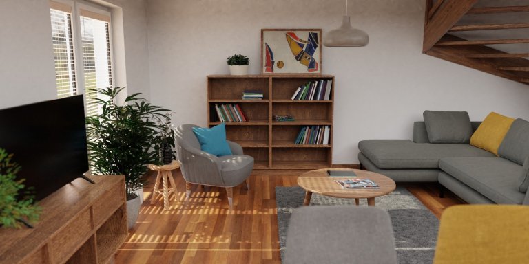 Návrh obývacího pokoje jsem připravila pro mladou pětičlennou rodinu. Původně plánovanou kuchyňskou linku ve tvaru L jsem nahradila rovnou linkou doplněnou o…