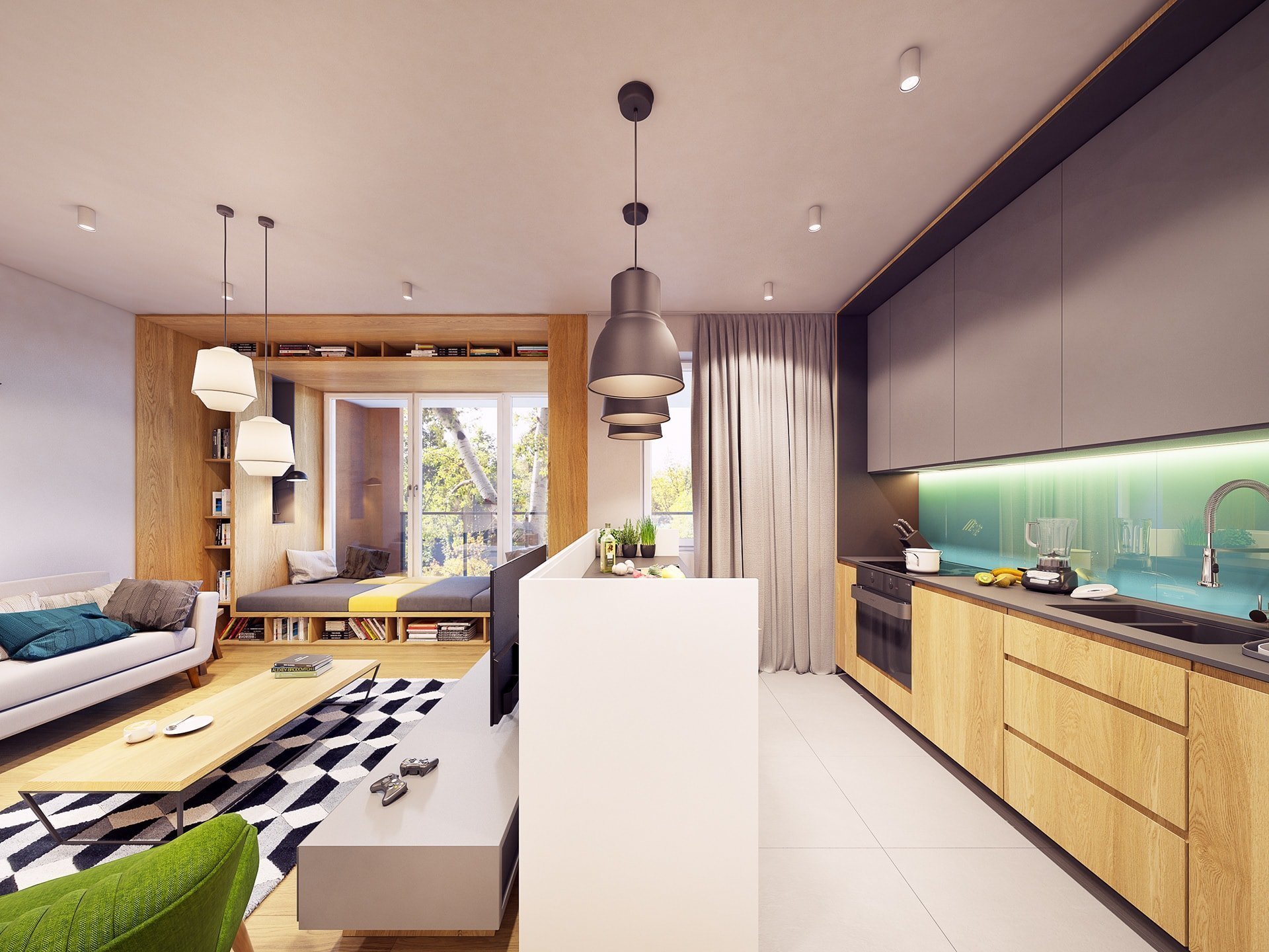 Funky moderní interiér s přírodními akcenty