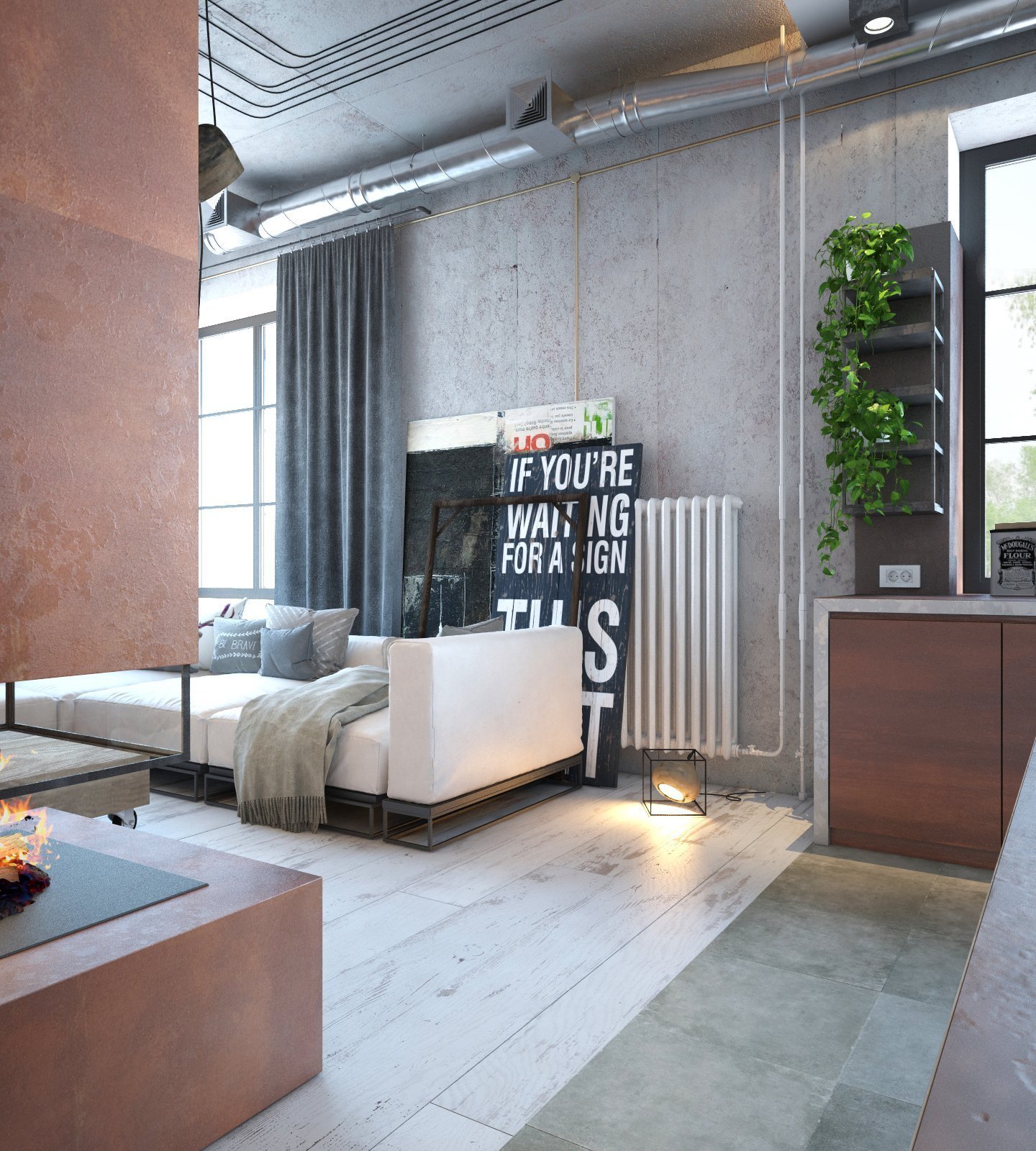 Industriální bydlení s teplými tóny v Minsku