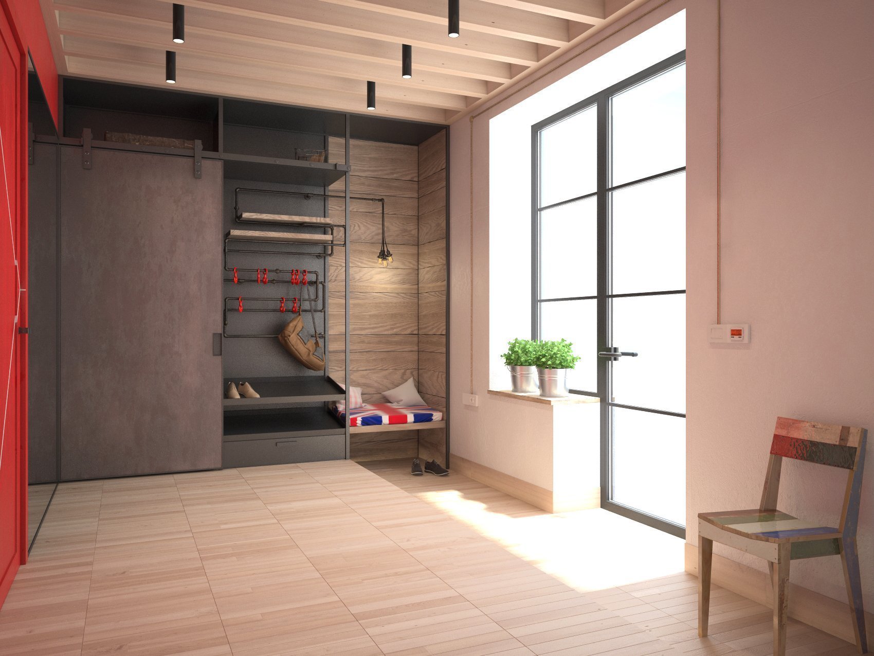 Industriální bydlení s teplými tóny v Minsku