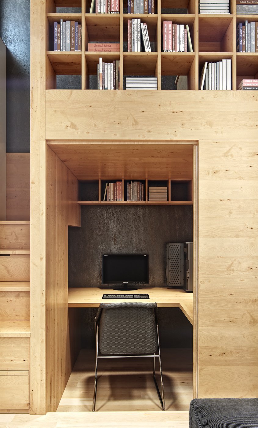 Malý mezonet skrývající moderně zařízený interiér