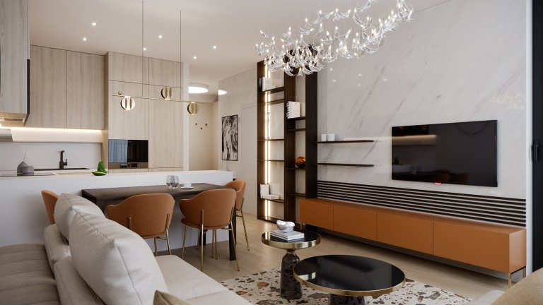 Luxusný interiérový design bytu ve  Sky parku I PRUNUS studio