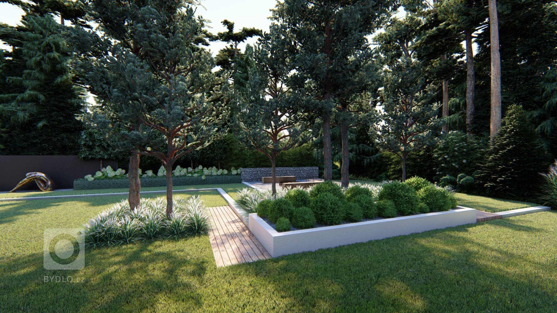 Zahradní koncept u moderní vily v blízkosti Poznani. Zahrada, která respektuje okolní přírodu a zapadá do okolního lesa :) K dispozici jsou prvky, jako je…