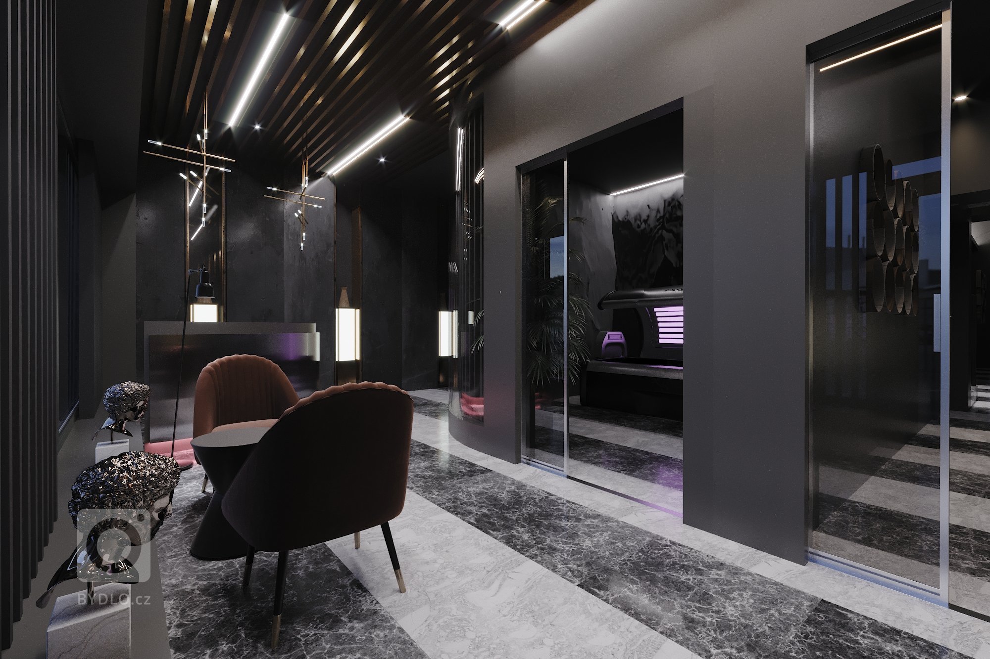 Návrh solárního studia a recepce wellness komplexu. Moderní materiály, kámer, kov a sklo se v tomto interiéru objevují téměř všude. V tomto zadání jsme se…