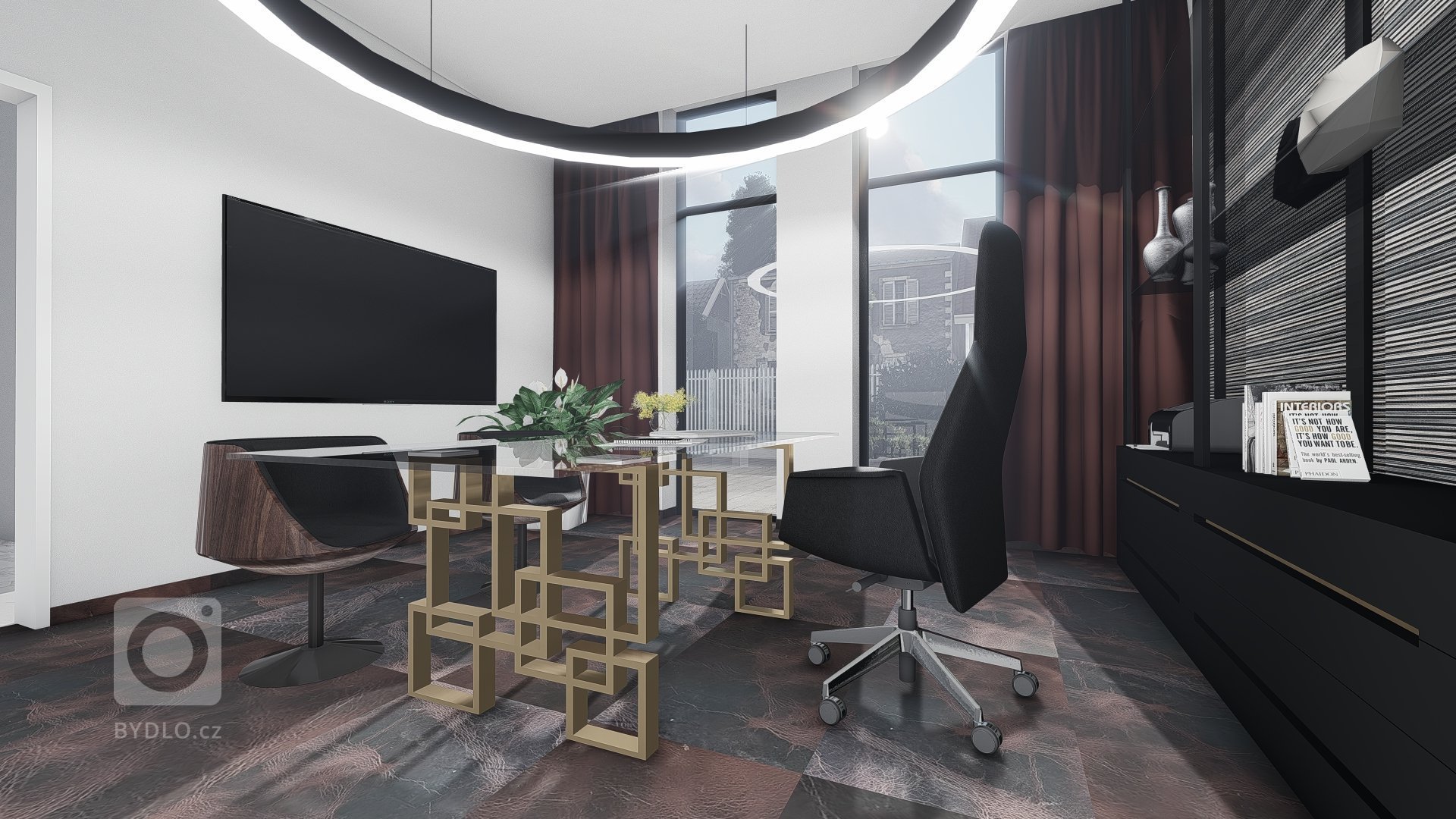 V návrhu interiéru pracovny bylo jediné omezení - tím byla podlaha a k té barevně ladící závěsy. Tedy jsme k utlumení barev vycházeli již z neutrálních odstínů…