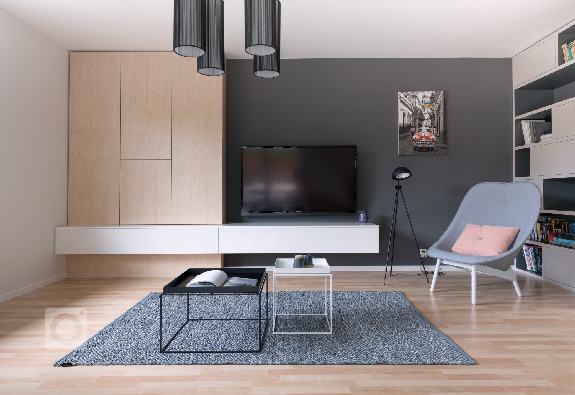 Majitelé rodinného domu mají tři kočky,&nbsp;proto jsme jim přizpůsobili interiér, kde mají každý regál, nebo knihovnu alespoň z části přístupnou.
