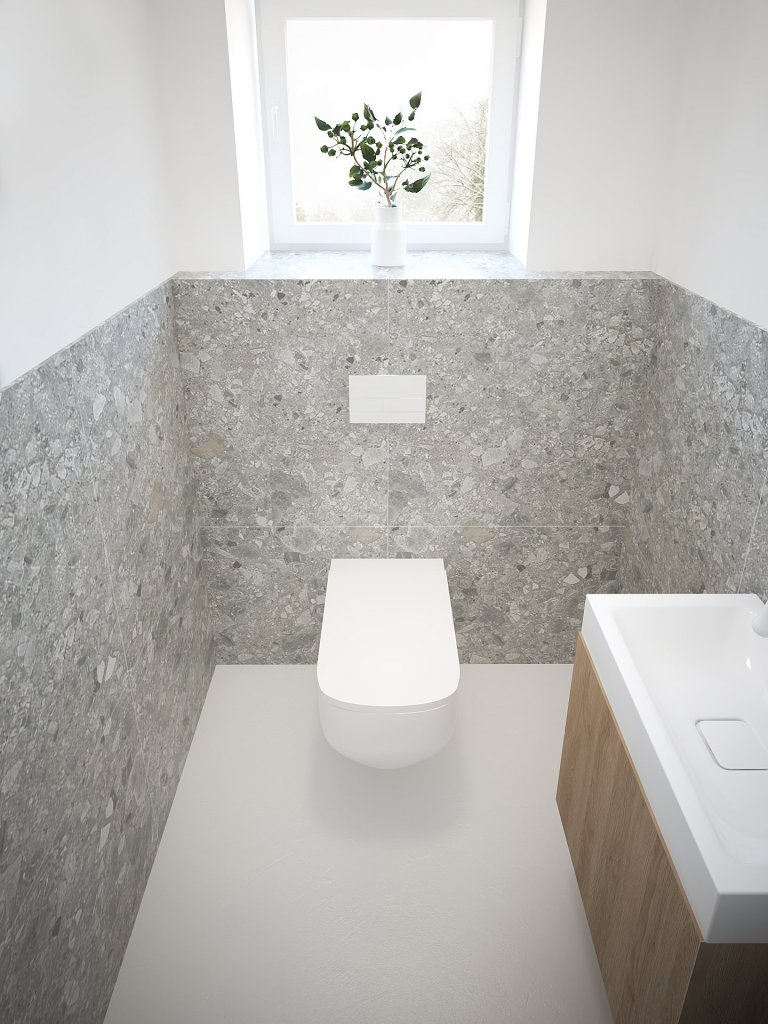 Světlý byt s terrazzo obkladem